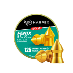 5,5mm | Chumbinho Harpex Fênix Gold (.22) – Pontudo – Penetração – 125 Unidades
