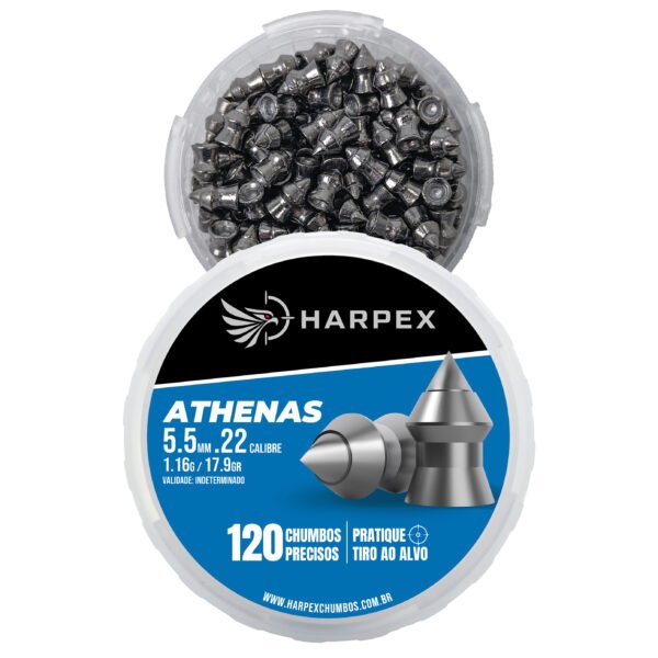 5,5mm | Chumbinho Harpex Athenas (.22) – Pontudo – Penetração – 120 Unidades - Imagem 4
