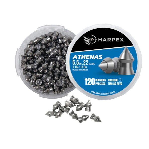 5,5mm | Chumbinho Harpex Athenas (.22) – Pontudo – Penetração – 120 Unidades - Imagem 5