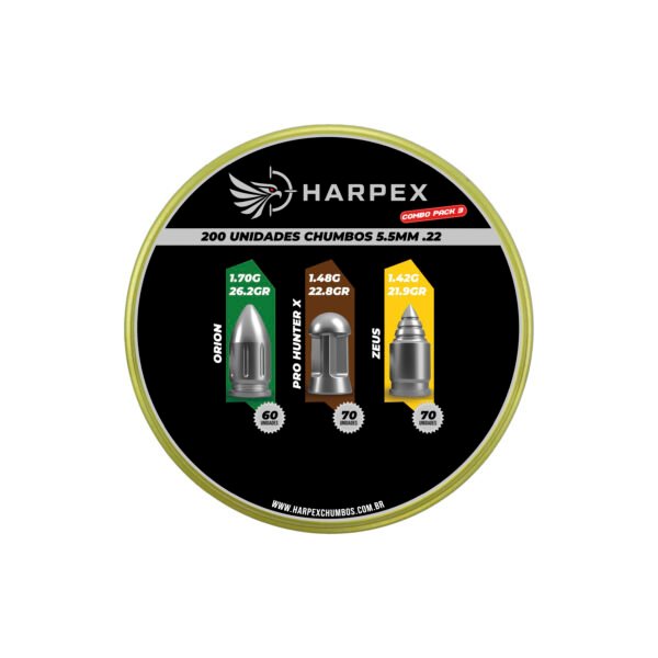 5,5mm | Combo Pack 3 – Harpex (.22) – 200 Unidades – Orion, Pro Hunter X, Zeus - Imagem 4