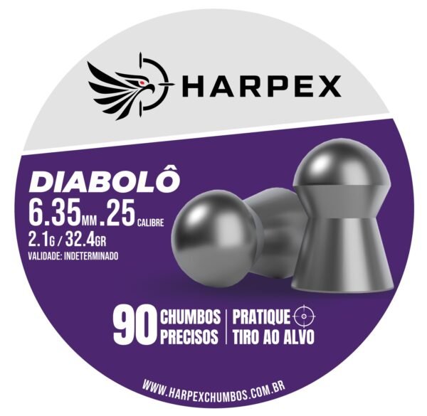 6,35mm | Chumbinho Harpex Diabolô 6,35mm (.25) – Domo – Impacto – 90 Unidades - Imagem 2