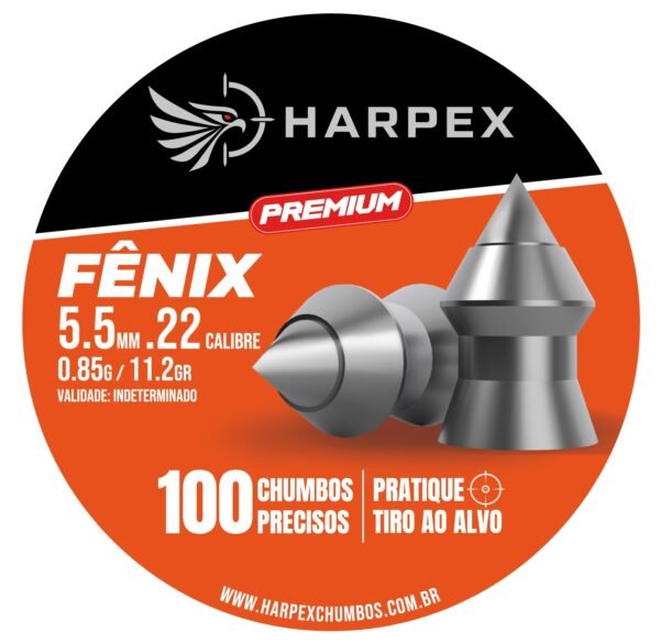 5,5mm | Chumbinho Harpex Fênix Premium (.22) – Ponta – Penetração – 100 Unidades - Imagem 2
