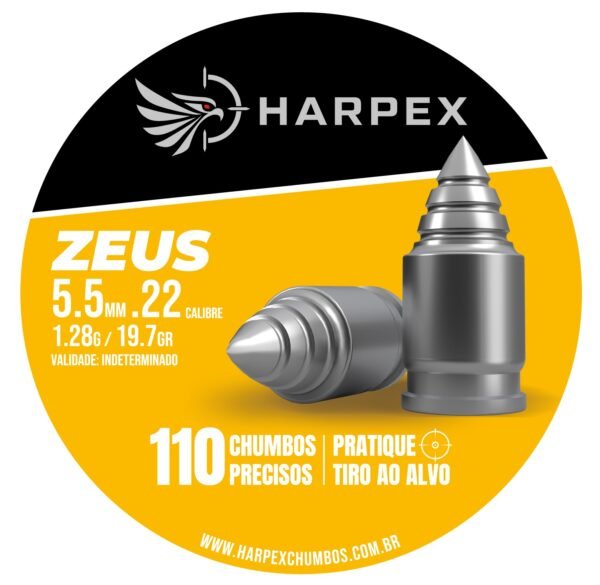 5,5mm | Chumbinho Harpex Zeus (.22) – Pontudo – Penetração – 110 Unidades - Imagem 2