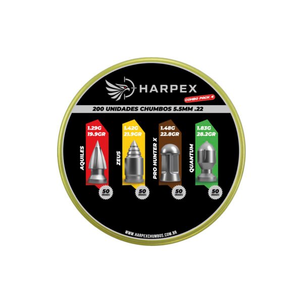 5,5mm | Combo Pack 4 – Harpex (.22) – 200 Unidades – Aquiles, Zeus, Pro Hunter X, Quantum - Imagem 3