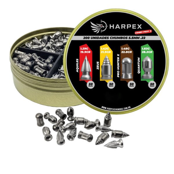 5,5mm | Combo Pack 4 – Harpex (.22) – 200 Unidades – Aquiles, Zeus, Pro Hunter X, Quantum - Imagem 4